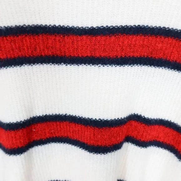 DIVIDED BY H&M Size L Red White Navy Blue Striped Cropped Pullover Sweater - Picture 4 of 5